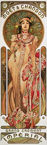 1art1 Alphonse Mucha Moët Et Chandon, Grand Cremant Imperial Plakat-Kunst, 1899 Selbstklebende Fototapete Poster-Tapete 240x75 cm von 1art1