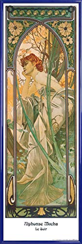 1art1 Alphonse Mucha Poster Kunstdruck Bild und Kunststoff-Rahmen - Le Soir (91 x 30cm) von 1art1