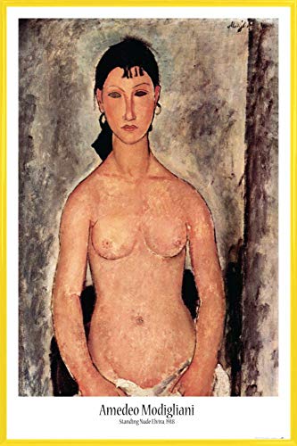1art1 Amedeo Modigliani Plakat | Bild und Kunststoff-Rahmen - Stehender Akt, Elvira, 1918 (91 x 61cm) von 1art1