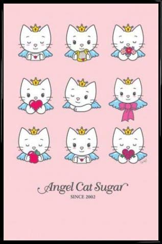 1art1 Angel Cat Sugar Poster Plakat | Bild und Kunststoff-Rahmen - 9 Leben, Engels-Kätzchen (91 x 61cm) von 1art1