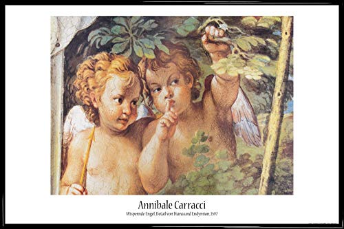 1art1 Annibale Carracci Poster Plakat | Bild und Kunststoff-Rahmen - Wispernde Engel, Detail Aus Diana Und Endymion, 1597 (91 x 61cm) von 1art1