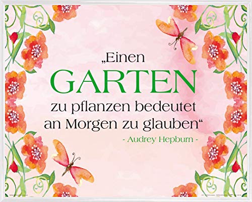 1art1 Audrey Hepburn Poster Kunstdruck Bild und Kunststoff-Rahmen - Einen Garten Zu Pflanzen Bedeutet An Morgen Zu Glauben (50 x 40cm) von 1art1