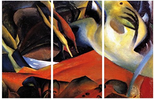 1art1 August Macke Poster Der Sturm, 3-Teilig Bilder Leinwand-Bild Auf Keilrahmen | XXL-Wandbild Poster Kunstdruck Als Leinwandbild 180x120 cm von 1art1