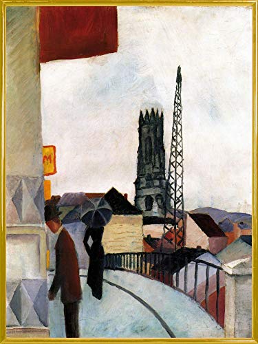 1art1 August Macke Poster Kunstdruck Bild und Kunststoff-Rahmen - Kathedrale Zu Freiburg In Der Schweiz, 1914 (80 x 60cm) von 1art1