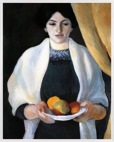 1art1 August Macke Poster Kunstdruck Bild und Kunststoff-Rahmen - Porträt Der Frau des Künstlers Mit Äpfeln, 1909 (50 x 40cm) von 1art1
