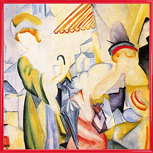 1art1 August Macke Poster Kunstdruck Bild und Kunststoff-Rahmen - Helle Frauen Vor Dem Hutladen, 1913, Detail (40 x 40cm) von 1art1