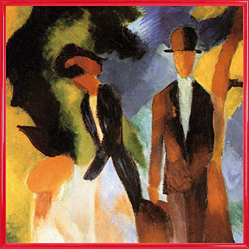 1art1 August Macke Poster Kunstdruck Bild und Kunststoff-Rahmen - Leute Am Blauen See, 1913, Detail (40 x 40cm) von 1art1