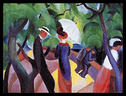 August Macke Poster Kunstdruck Bild und MDF-Rahmen Schwarz - Promenade, 1913 (80 x 60cm) von 1art1