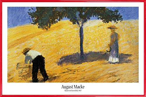 1art1 August Macke Poster Plakat | Bild und Kunststoff-Rahmen - Baum Im Kornfeld, 1907 (91 x 61cm) von 1art1