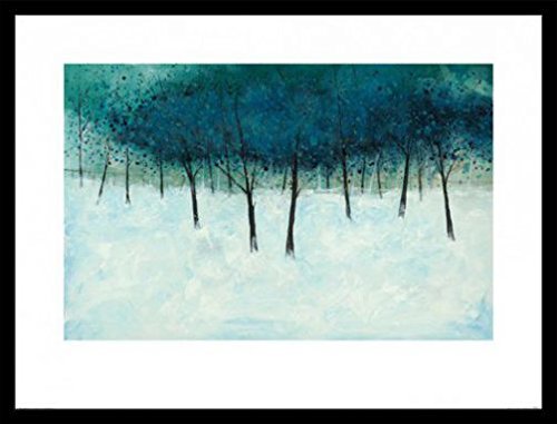 1art1 Bäume Poster Kunstdruck Bild und MDF-Rahmen Schwarz - Blue Trees On White, Stuart Roy (80 x 60cm) von 1art1