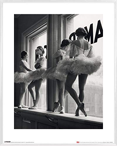 1art1 Ballett Poster Kunstdruck Bild und Kunststoff-Rahmen - Ballerinas Auf Der Fensterbank des Proberaums (50 x 40cm) von 1art1