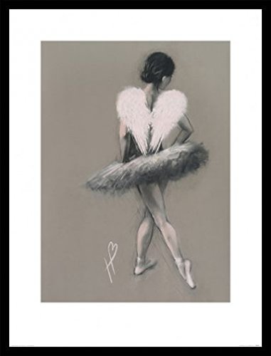 1art1 Ballett Poster Kunstdruck Bild und MDF-Rahmen Schwarz - Angel Wings III, Hazel Bowman (80 x 60cm) von 1art1