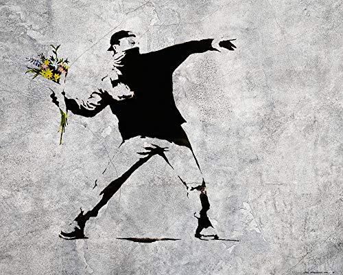 1art1 Banksy Poster Der Blumenwerfer, Graffiti Streetart Kunstdruck Bild 50x40 cm von 1art1