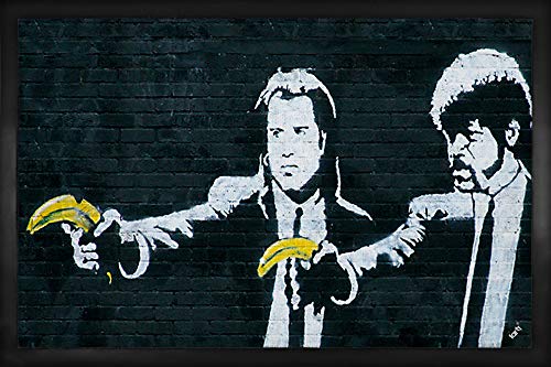 1art1 Banksy Vincent Und Jules, Bananen-Pistolen Fußmatte Innenbereich und Außenbereich | Design Türmatte 60x40 cm von 1art1