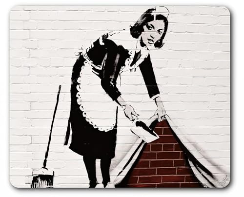 1art1 Banksy Zimmermädchen, Untergekehrt Mauspad 23x19 cm von 1art1