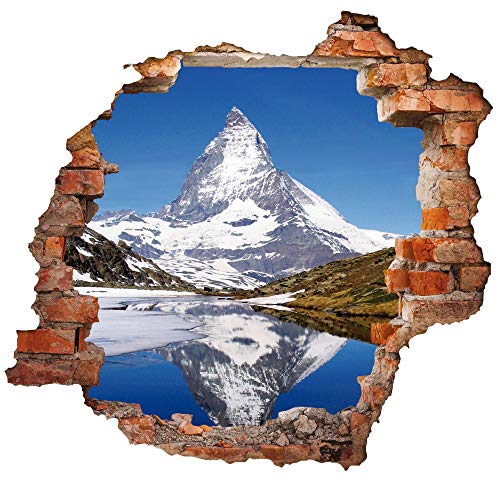 1art1 Berge Matterhorn Mit Riffelsee Wand-Tattoo | Deko Wandaufkleber für Wohnzimmer Kinderzimmer Küche Bad Flur | Wandsticker für Tür Wand Möbel/Schrank 80x72 cm von 1art1