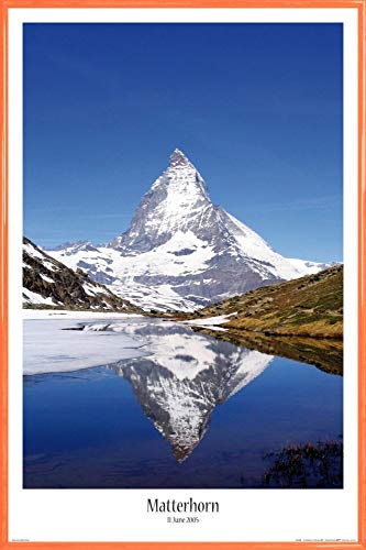 1art1 Berge Poster Plakat | Bild und Kunststoff-Rahmen - Matterhorn Mit Riffelsee (91 x 61cm) von 1art1