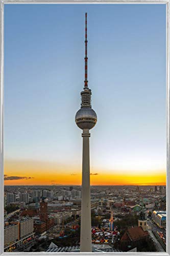 1art1 Berlin Poster Plakat | Bild und Kunststoff-Rahmen - Der Fernsehturm Bei Sonnenaufgang (91 x 61cm) von 1art1
