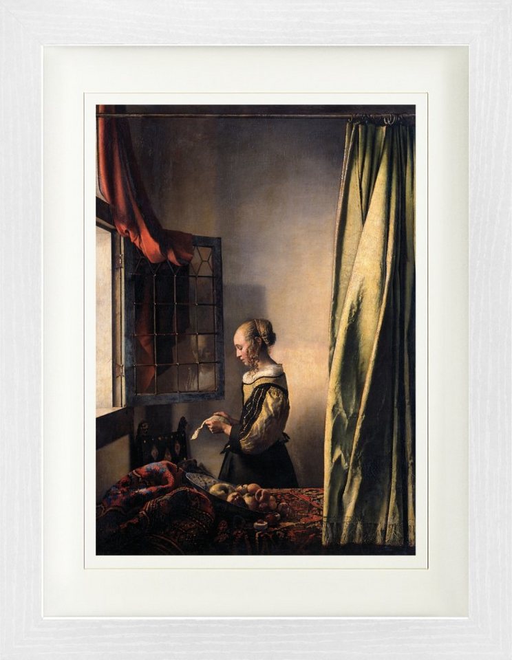 1art1 Bild mit Rahmen Johannes Vermeer - Brieflesendes Mädchen Am Offenen Fenster, 16571659 von 1art1