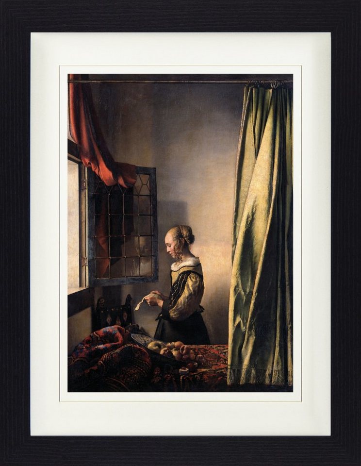 1art1 Bild mit Rahmen Johannes Vermeer - Brieflesendes Mädchen Am Offenen Fenster, 16571659 von 1art1