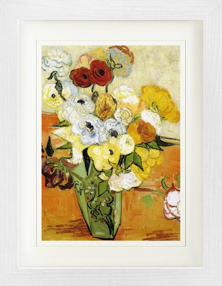 1art1 Bild mit Rahmen Vincent Van Gogh - Stillleben Mit Japanischer Vase, Rosen Und Anemonen, 1890 von 1art1