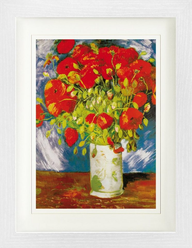 1art1 Bild mit Rahmen Vincent Van Gogh - Vase Mit Rotem Klatschmohn, 1886 von 1art1
