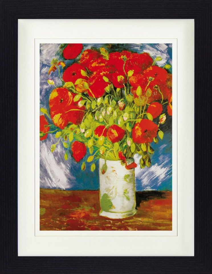 1art1 Bild mit Rahmen Vincent Van Gogh - Vase Mit Rotem Klatschmohn, 1886 von 1art1