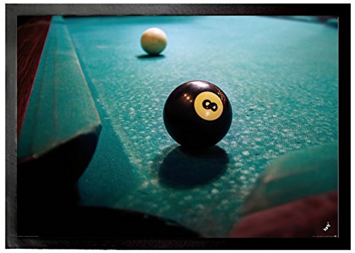 1art1 Billard Schwarze Acht Fußmatte Dekomatte Innenbereich | Design Türmatte 70x50 cm von 1art1