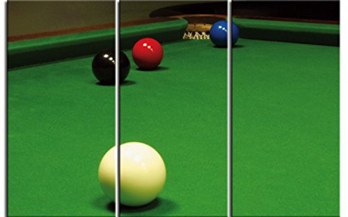 1art1 Billard Poster Snooker, Free Ball-Situation, 3-Teilig Bilder Leinwand-Bild Auf Keilrahmen | XXL-Wandbild Poster Kunstdruck Als Leinwandbild 180x120 cm von 1art1