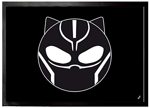 1art1 Black Panther Emoticon Fußmatte Dekomatte Innenbereich | Design Türmatte 70x50 cm von 1art1