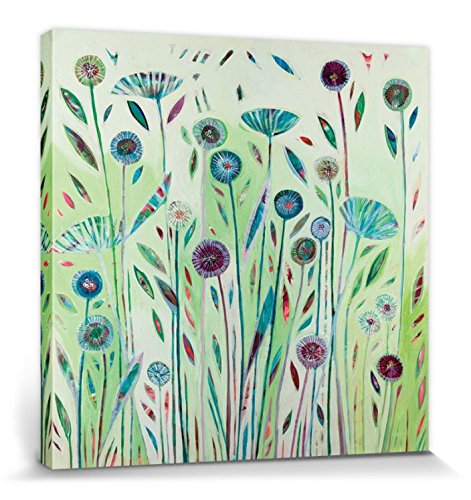 1art1 Blumen Poster Blumenwiese In Grün Und Blau, Shyama Ruffell Bilder Leinwand-Bild Auf Keilrahmen | XXL-Wandbild Poster Kunstdruck Als Leinwandbild 40x40 cm von 1art1