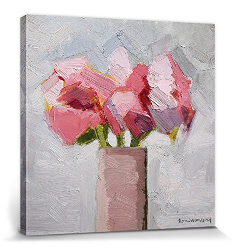 1art1 Blumen Poster Pink Trio, Paul Donaghy Bilder Leinwand-Bild Auf Keilrahmen | XXL-Wandbild Poster Kunstdruck Als Leinwandbild 40x40 cm von 1art1