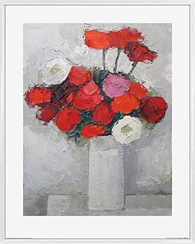 1art1 Blumen Poster Kunstdruck Bild und Kunststoff-Rahmen - Reds & Whites, Paul Donaghy (50 x 40cm) von 1art1