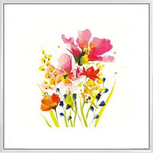 1art1 Blumen Poster Kunstdruck Bild und Kunststoff-Rahmen - Summer Bouquet, Nicola Evans (40 x 40cm) von 1art1