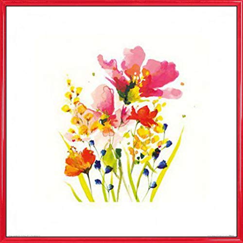 1art1 Blumen Poster Kunstdruck Bild und Kunststoff-Rahmen - Summer Bouquet, Nicola Evans (40 x 40cm) von 1art1