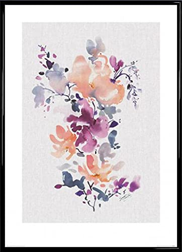 1art1 Blumen Poster Kunstdruck Bild und Kunststoff-Rahmen - Watercolour Floral I, Summer Thornton (70 x 50cm) von 1art1