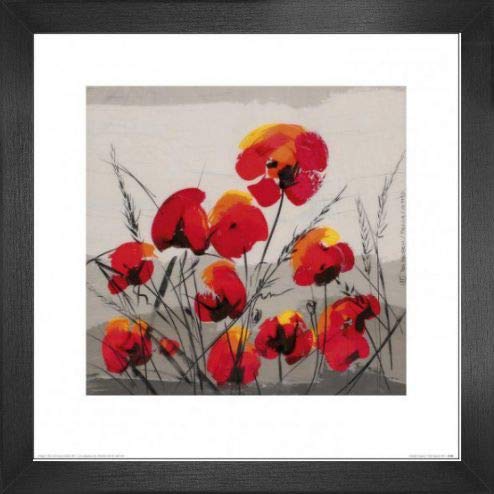 1art1 Blumen Poster Kunstdruck Bild und MDF-Rahmen - Multiple Poppies, Tibi Hegyesi (40 x 40cm) von 1art1