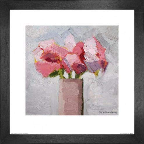 1art1 Blumen Poster Kunstdruck Bild und MDF-Rahmen - Pink Trio, Paul Donaghy (40 x 40cm) von 1art1