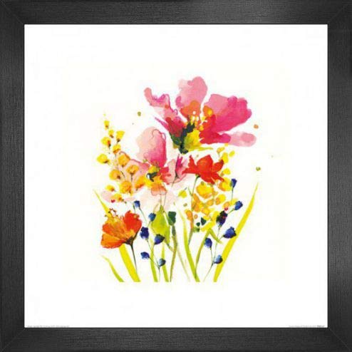 1art1 Blumen Poster Kunstdruck Bild und MDF-Rahmen - Summer Bouquet, Nicola Evans (40 x 40cm) von 1art1