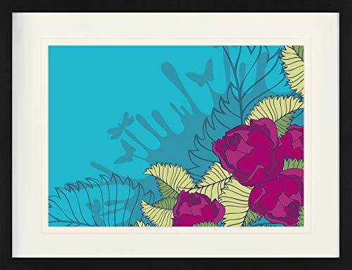 1art1 Blumen Poster Rosenblüten In Pink Gerahmtes Bild Mit Edlem Passepartout | Wand-Bilder | Im Bilderrahmen 80x60 cm von 1art1