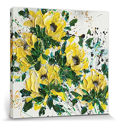 1art1 Blumen Poster Touch of Gold, Clare Sykes Bilder Leinwand-Bild Auf Keilrahmen | XXL-Wandbild Poster Kunstdruck Als Leinwandbild 40x40 cm von 1art1