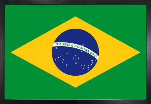 1art1 Brasilien Poster Plakat | Bild und MDF-Rahmen - Flaggen Der Welt (91 x 61cm) von 1art1