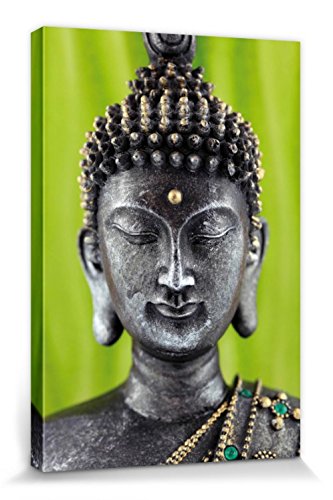 1art1 Buddhismus Poster Buddha Statue, Grün Bilder Leinwand-Bild Auf Keilrahmen | XXL-Wandbild Poster Kunstdruck Als Leinwandbild 30x20 cm von 1art1