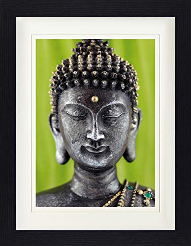 1art1 Buddhismus Poster Buddha Statue, Grün Gerahmtes Bild Mit Edlem Passepartout | Wand-Bilder | Im Bilderrahmen 40x30 cm von 1art1