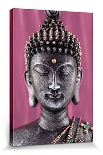 1art1 Buddhismus Poster Buddha Statue Rosa Bilder Leinwand-Bild Auf Keilrahmen | XXL-Wandbild Poster Kunstdruck Als Leinwandbild 30x20 cm von 1art1