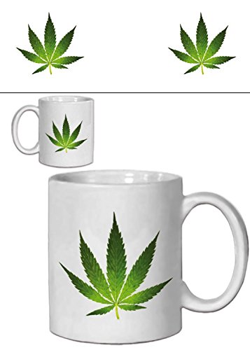 1art1 Cannabis, Hanf Blatt Foto-Tasse Kaffeetasse (9x8 cm) + 1x Überraschungs-Sticker von 1art1