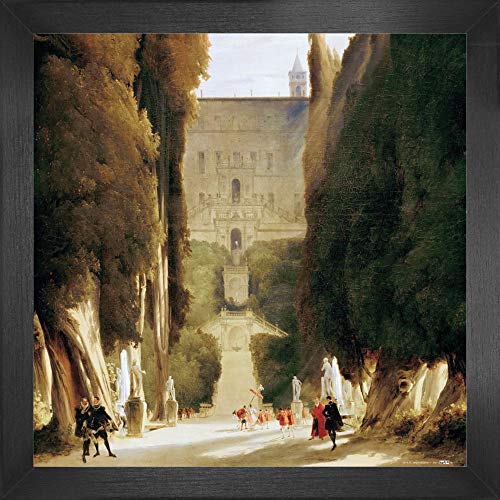 1art1 Carl Blechen Poster Kunstdruck Bild und MDF-Rahmen - Im Park Der Villa d’Este, 1830 (40 x 40cm) von 1art1