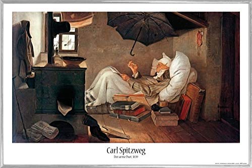 1art1 Carl Spitzweg Poster Plakat | Bild und Kunststoff-Rahmen - Der Arme Poet (91 x 61cm) von 1art1