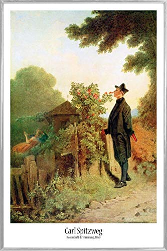 1art1 Carl Spitzweg Poster Plakat | Bild und Kunststoff-Rahmen - Rosenduft, Erinnerung, 1850 (91 x 61cm) von 1art1