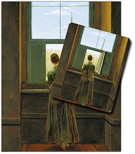 1art1 Caspar David Friedrich, Frau Am Fenster, 1822 1 Kunstdruck Bild (50x40 cm) + 1 Mauspad (23x19 cm) Geschenkset von 1art1